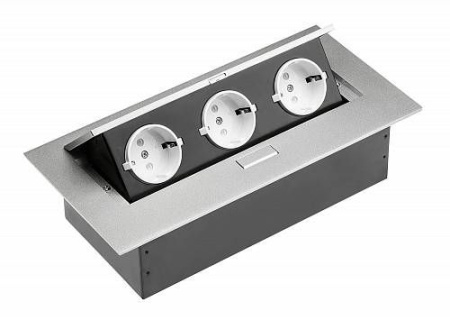 Удлинитель прямоугольный врезной 3 розетки AE-PB03GS-53 (Schucko) без провода