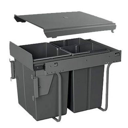 Сегрегатор для модуля 400 мм (20L+2x10L) антрацит, без крепления фасада, с доводчиком