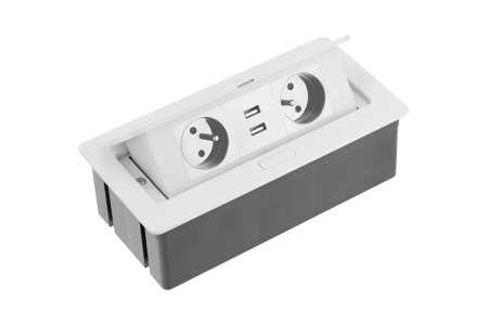 УДЛИНИТЕЛЬ ДЛЯ ОФИСА SOFT 2x розетка с заземлением, USB 2,1A, кабель с вилкой, алюминий