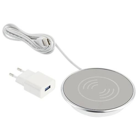 Беспроводное зарядное устройство LUX с блоком питания, провод USB 2 м
