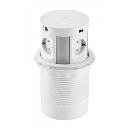 Удлинитель встраиваемый в стол COMFORT PLUS, 120mm, 4x гнезда SCHUKO, 2xUSB. 2xRJ45, индукционная за