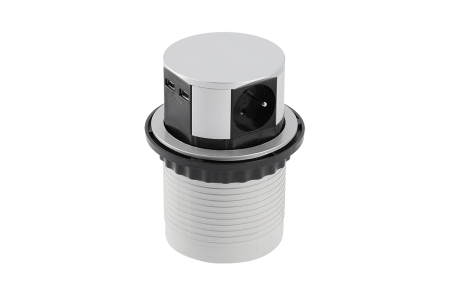 УДЛИНИТЕЛЬ ДЛЯ ОФИСА COMFORT 100mm, 3x розетка с заземлением, 2xUSB 2,4A, кабель 1,5m, алюминий