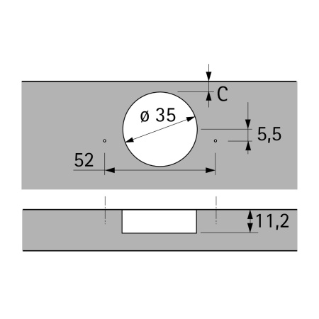 ПЕТЛЯ INTERMAT 9936,УГОЛ КОРПУСА W20,УГОЛ 95ГР,ЧАШКА TH42D35,НАКЛАДНАЯ,B7
