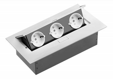 Удлинитель прямоугольный врезной 3 розетки AE-PB03GS-10 (Schucko) белый, без провода