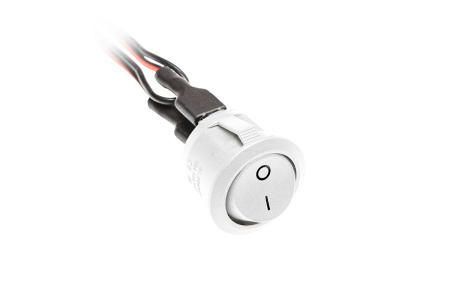 Bыключатель клавишный, 12V, 10A, с проводом 10 см мини AMP, белый