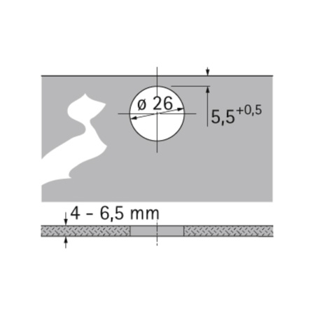 ПЕТЛЯ INTERMAT 9904 ДЛЯ СТЕКЛ. ДВЕРЕЙ,УГОЛ 95ГР,ЧАШКА TU12D26,СРЕДНЯЯ СТЕНКА,B2,5