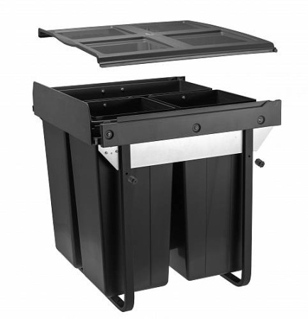 Сегрегатор для модуля 600мм (34L+2x17L) антрацит, с креплением фасада с доводчиком (в540мм, ш529мм, 