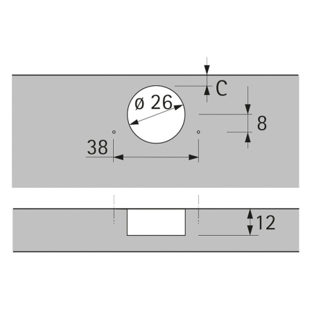 ПЕТЛЯ INTERMAT 9924,УГОЛ 95ГР, ЧАШКА TH42D26,НАКЛАДНАЯ,B11